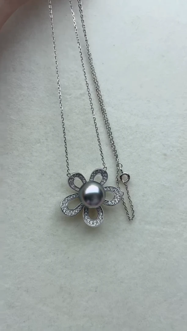 银S925镶嵌海水珍珠套链62