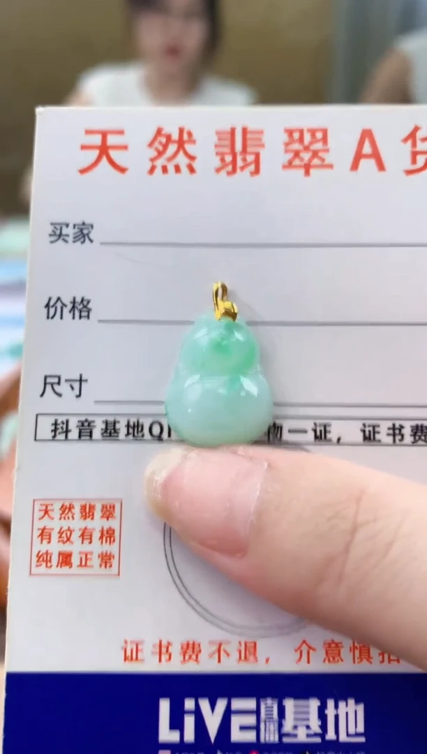 颈饰18K金镶嵌翡翠 天然A货翡翠挂件