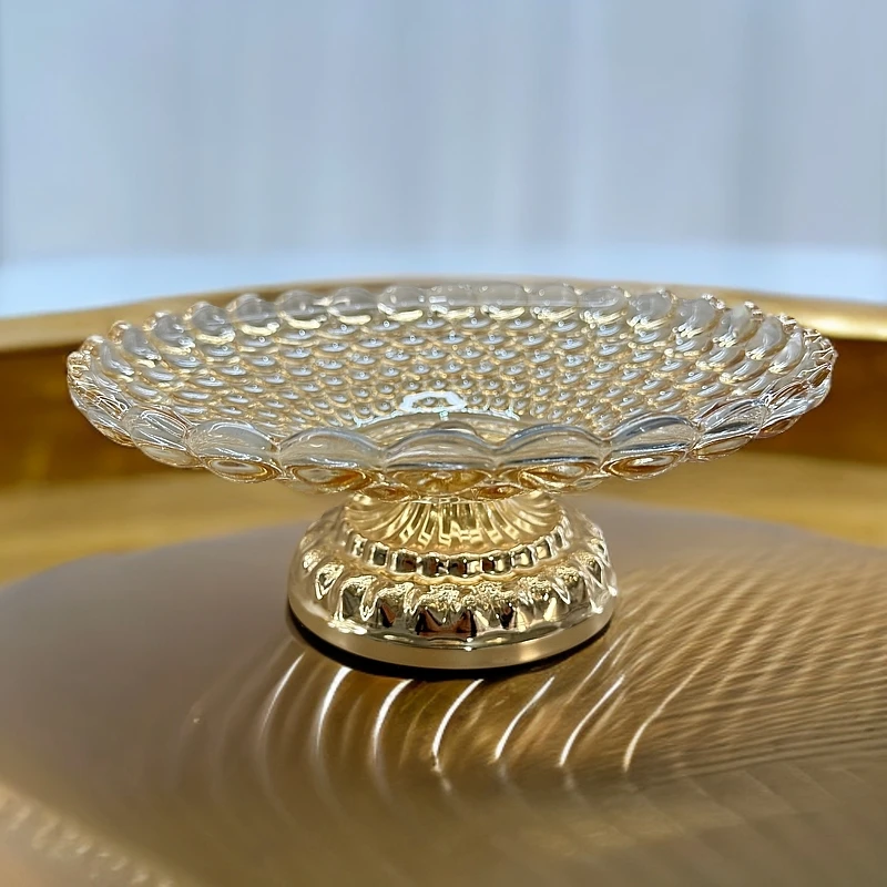 水晶玻璃家用干果盘水果拼盘摆盘高脚创意果盘