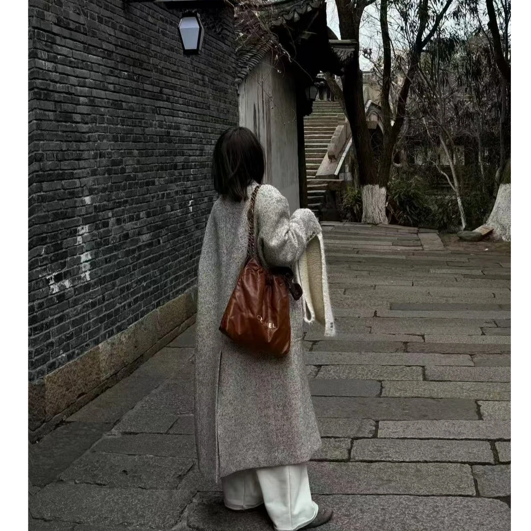 十三行OLIVE-冬季福秒翻领中长款大衣#2410