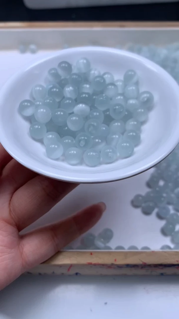 未镶嵌散珠硅化玉D530 白猫眼8mm25个8元