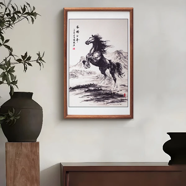 马到成功装饰画新中式玄关背景墙挂画骏马图办公室过道画马4060