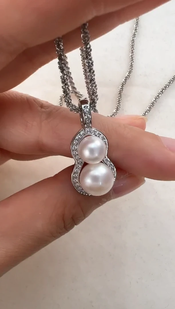 【闪购商品】淡水珍珠吊坠(赠链)合金双珠葫芦