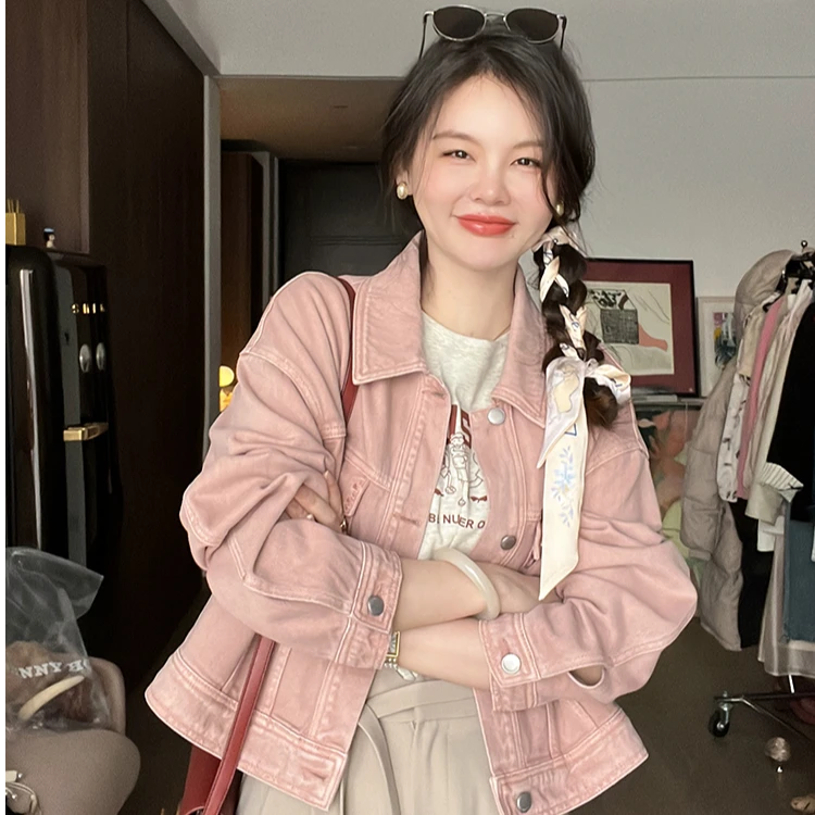 花栗鼠小姐 SWEET假日牛仔 复古刺绣牛仔外套宽松上衣