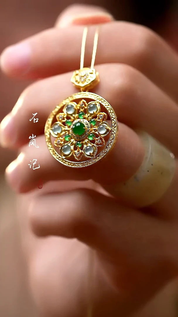 吊坠(赠链)银S925镶嵌翡翠天然A货翡翠