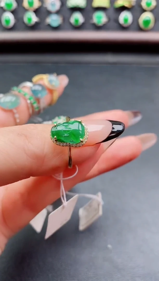 银S925镶嵌戒指翡翠1