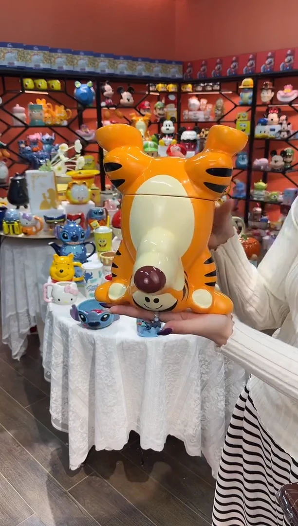 瓷片@@小老虎陶瓷饼干罐