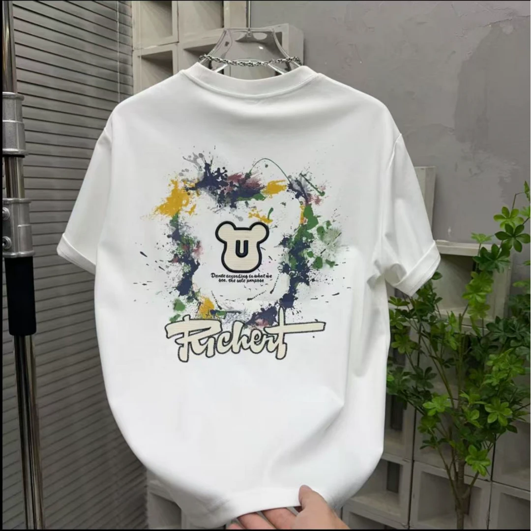 夏季新款潮牌刺绣卡通男士短袖T恤时尚潮流百搭宽松圆领半袖体恤
