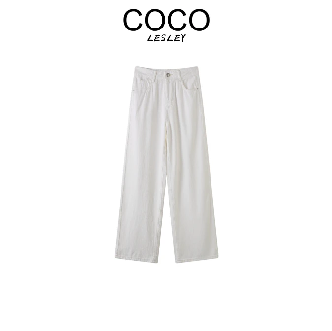 薄款中腰牛仔裤夏季米色显瘦裤子直筒裤宽松显瘦长裤百搭D6693