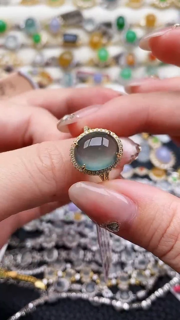 银S925镶嵌戒指翡翠216