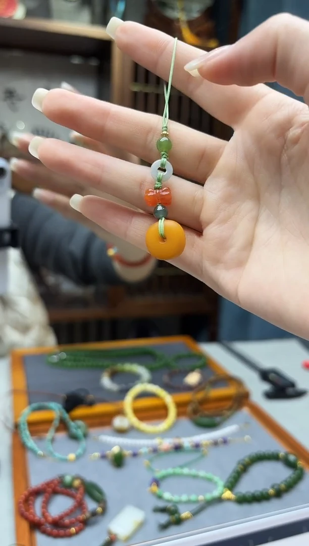 裸石蜜蜡未镶嵌蜜蜡平安扣手机链挂件DN