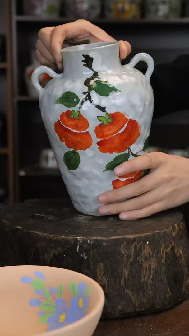 【闪购商品】椿野柿子双耳花瓶