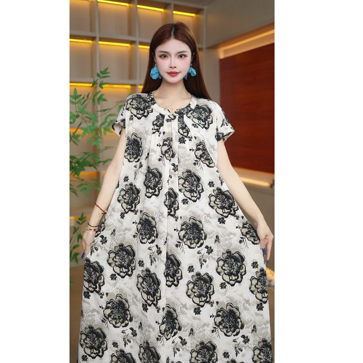 【大U 国色天香 有袖】·女装碎花裙连衣裙气质长裙有袖 2536v-2