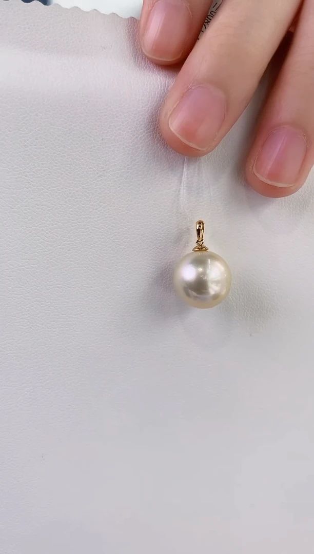 海水珍珠18K金镶嵌吊坠(不含链)12-13海水珍珠吊坠