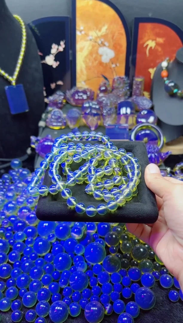 多米尼加净水蓝高品质108颗手串