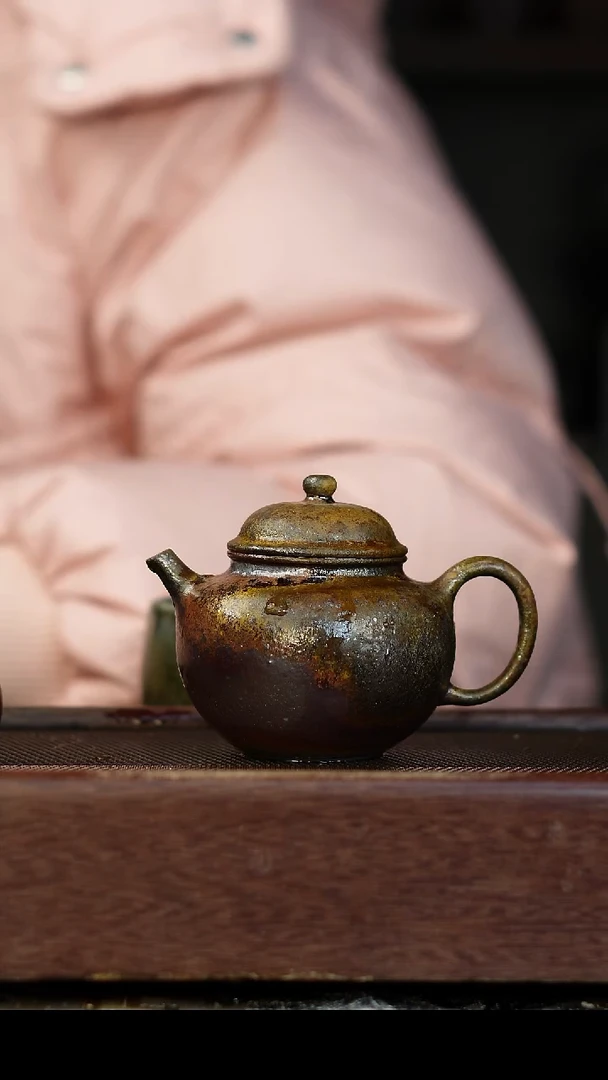 茶壶紫砂柴烧紫砂 天青小苹果140cc