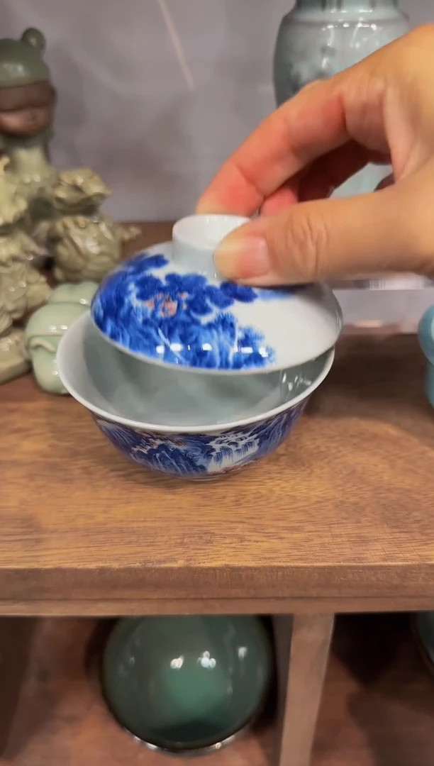盖碗?****山景琳家全手工青花盖碗