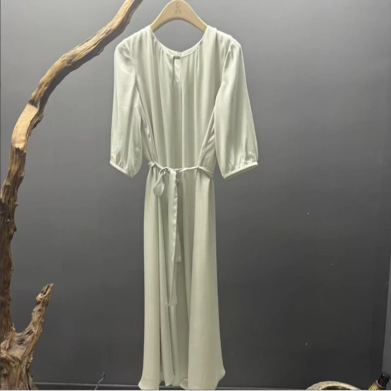 墨枝 重磅弹力双乔桑蚕丝连衣裙D900A891