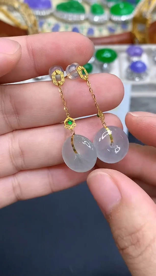 18K金镶嵌翡翠耳饰380-中国好珍宝