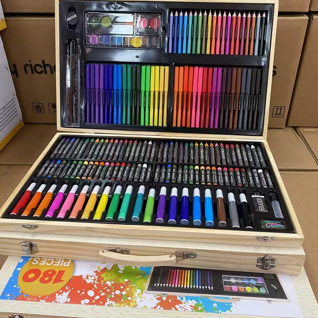 180画笔套装绘画文具美术油画棒工具水彩笔蜡笔铅笔涂画笔ybx