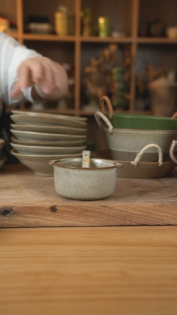 奶奶系列的双耳早餐碗加勺子【壶