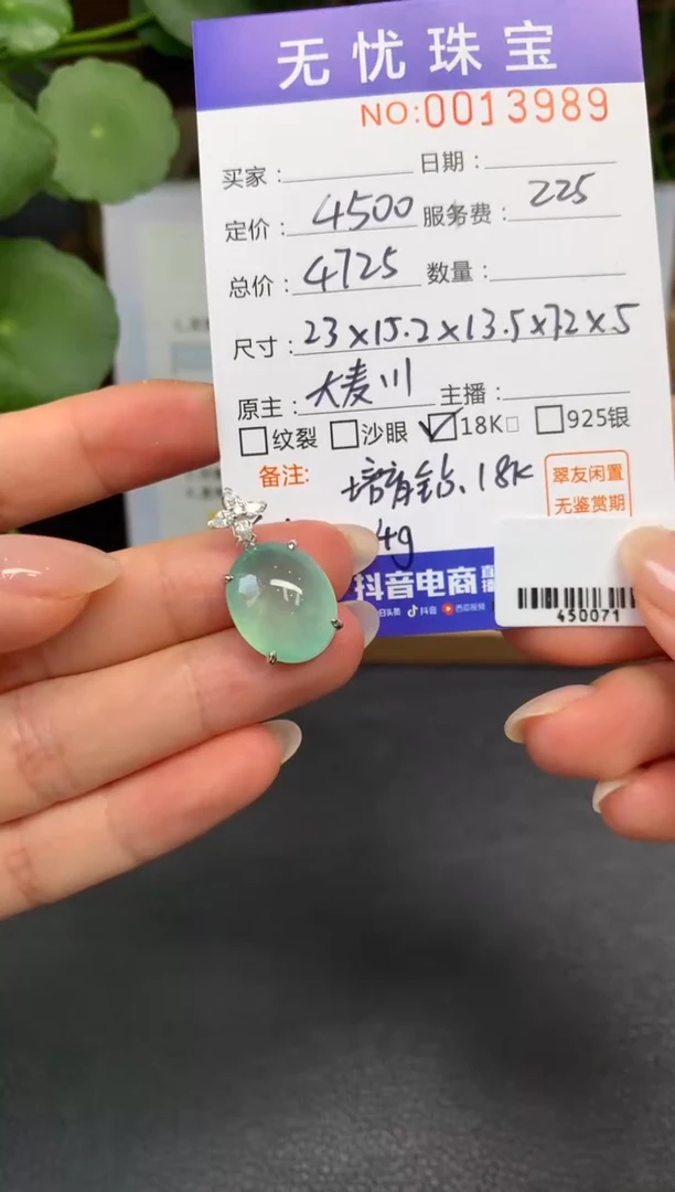 18K金镶嵌定制翡翠艾****肤Z452