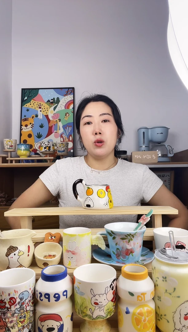 瓷片景德镇高温釉下彩陶瓷手绘卡通创意设计