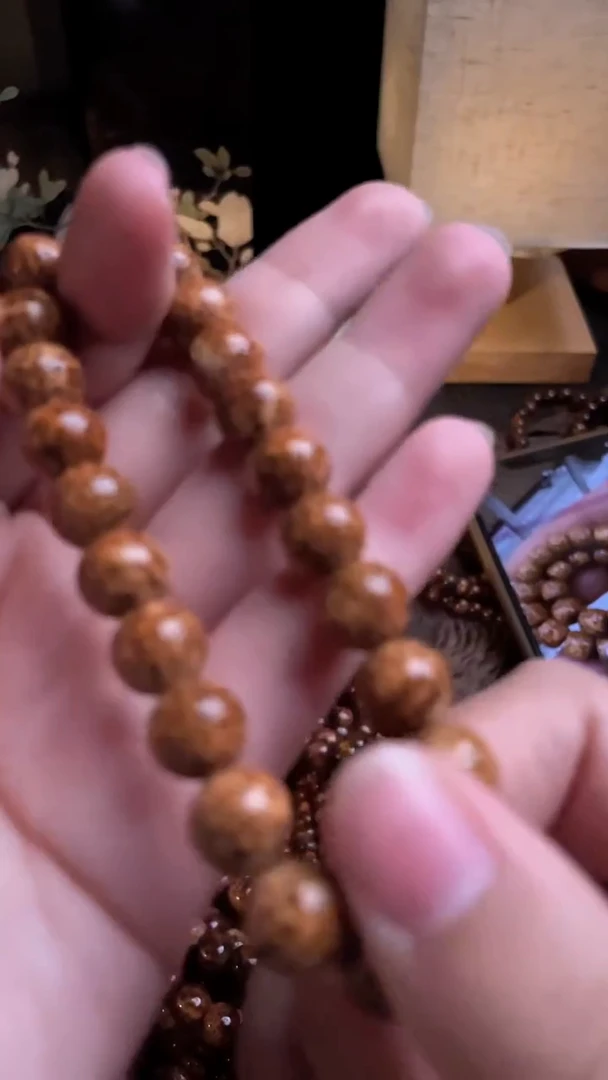 吊坠星月菩提精工级粉皮浅珀10圆珠手串