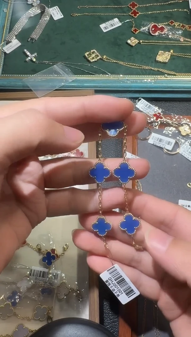 【闪购商品】玛瑙/玉髓手链18K金镶嵌蓝色k黄，五花手链GHJ25版
