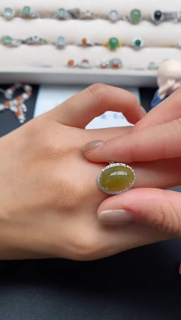 银S925镶嵌戒指翡翠2222222+2