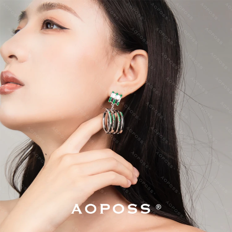 AOPOSS白姿 镀K金 [竹林听风]耳环耳钉夹原创设计气质国风