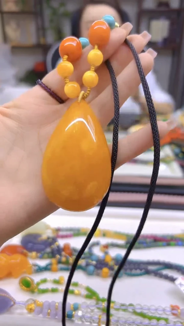 未镶嵌毛衣链蜜蜡DIY款M350