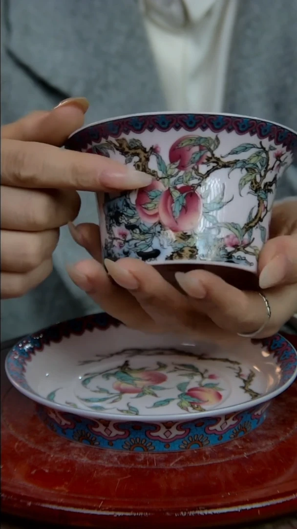 摆件陶景德镇陶瓷摆件稀土寿桃马蹄三才