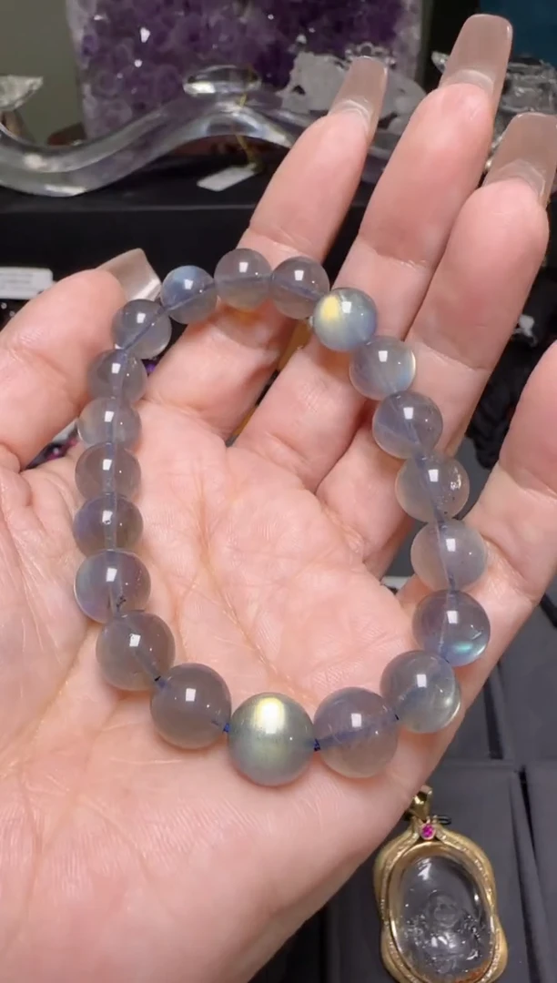 【闪购商品】拉长石手串未镶嵌灰月光手串10m+ X31139成成