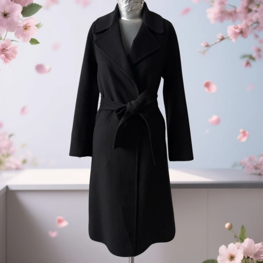 正肩一粒扣通勤风双面羊绒大衣保暖显瘦气质长款外套