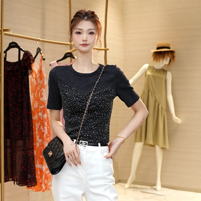 GIRDEAR/哥弟新款百搭双拼面料T恤1300906