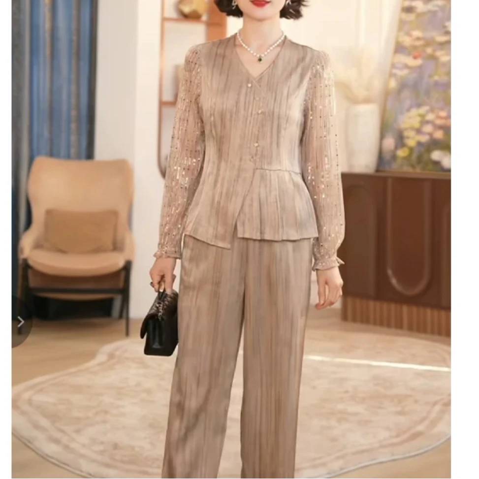 两件套上衣中年女士春夏装洋气40-50岁新款不显老妈妈装减龄套装