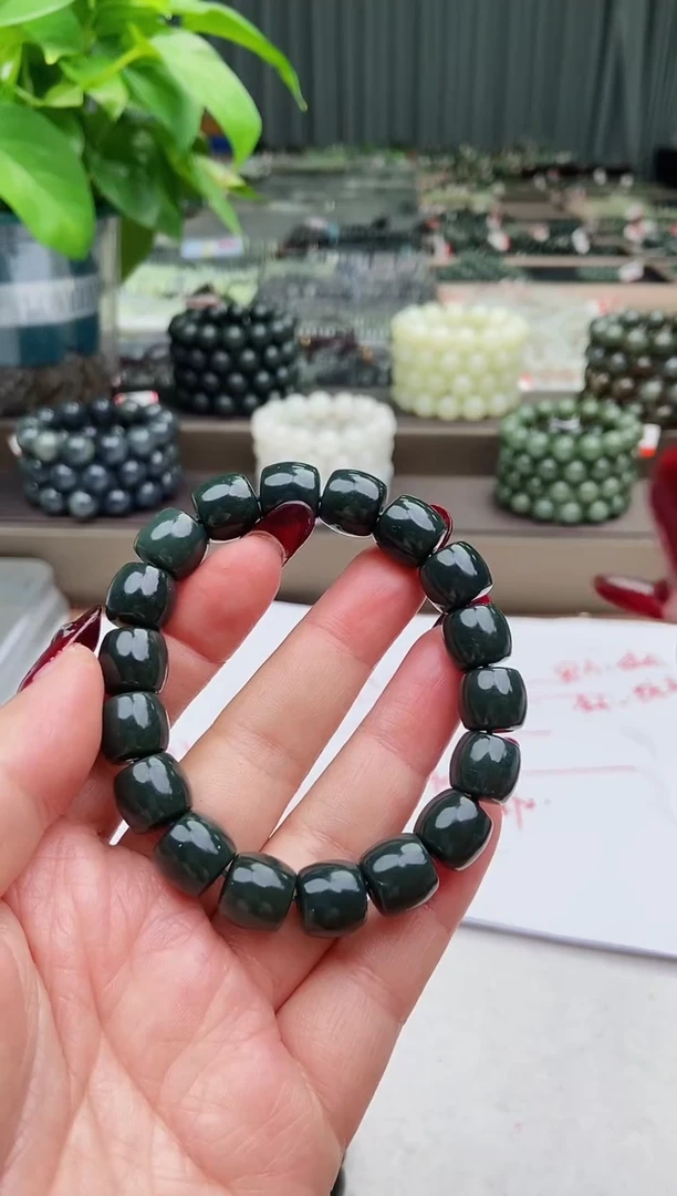 【闪购商品】和田玉手串未镶嵌纯天然和田玉新疆沙枣青12