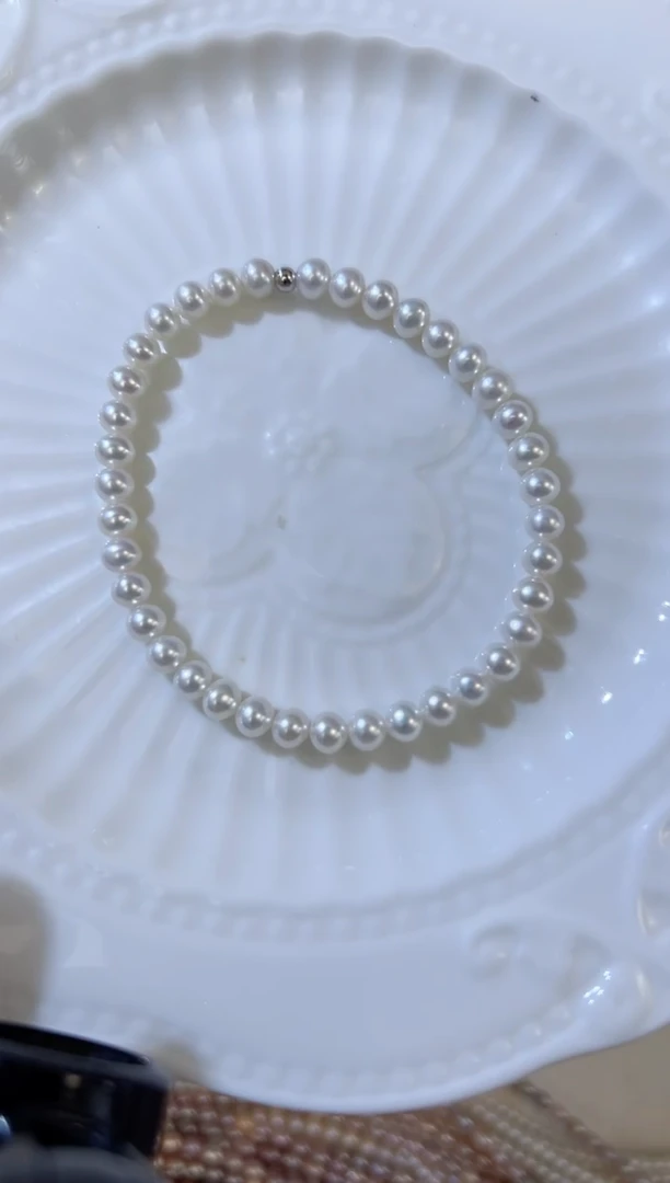 银S925镶嵌手绳淡水珍珠4-5mm手链