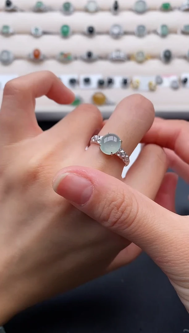 银S925镶嵌戒指翡翠222222+1