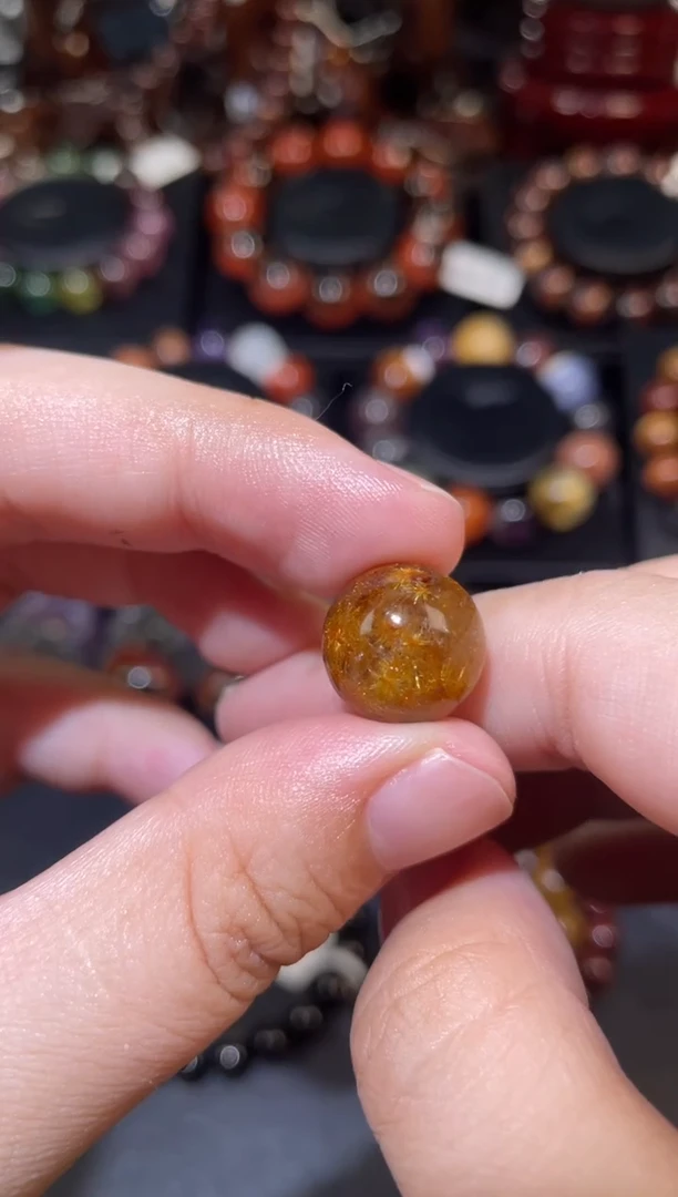 水晶珠宝半成品未镶嵌钛晶花单珠13mm  多样性发其一