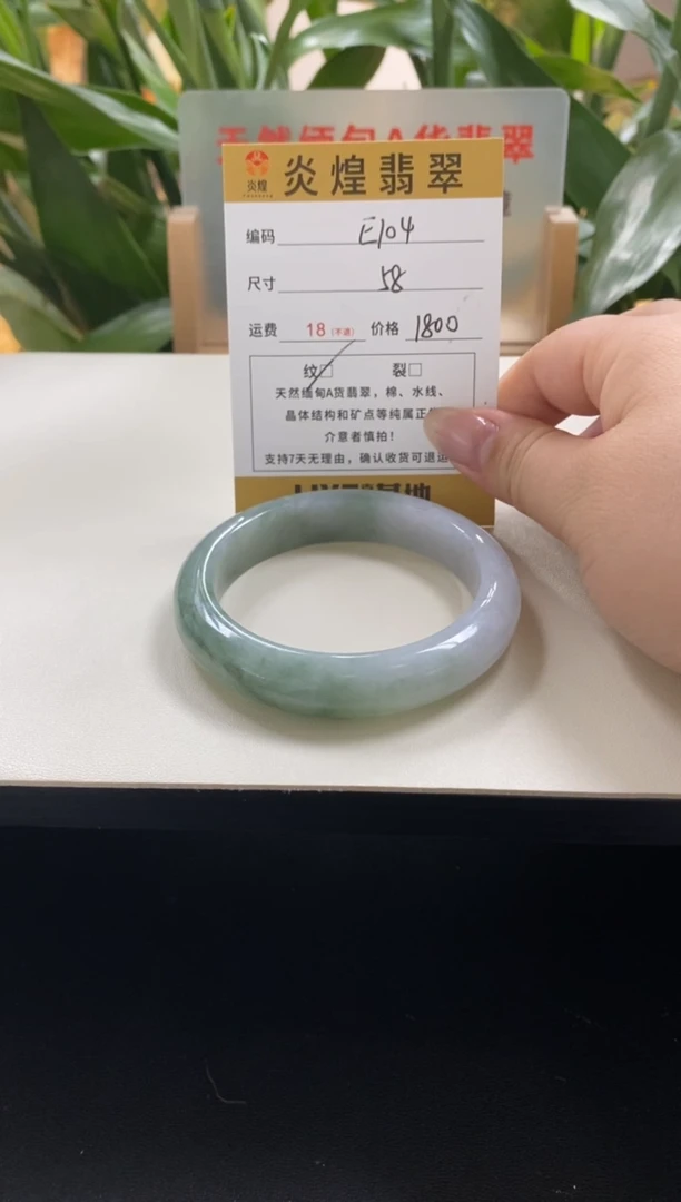 未镶嵌手镯翡翠58圈口编码e104