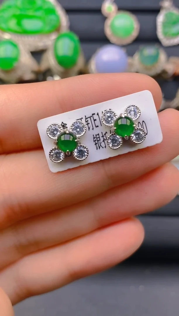 【闪购商品】翡翠戒指银S925镶嵌天然A货翡翠1