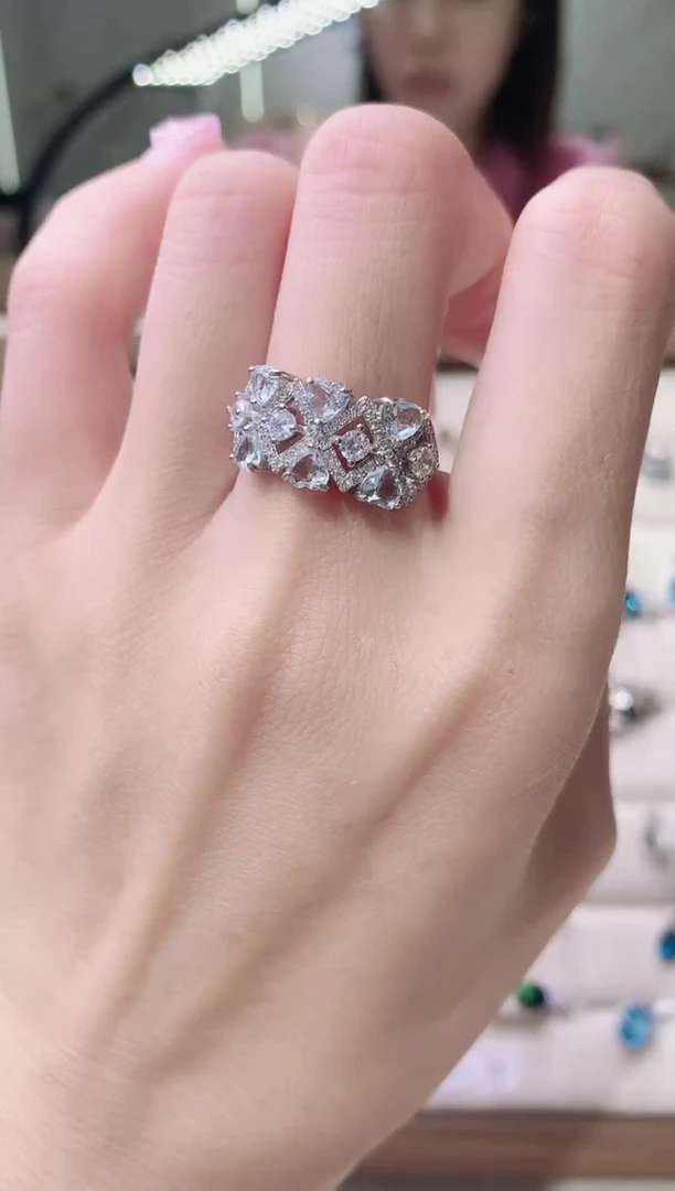 【闪购商品】海蓝宝石戒指银S925镶嵌106-8  不退不换