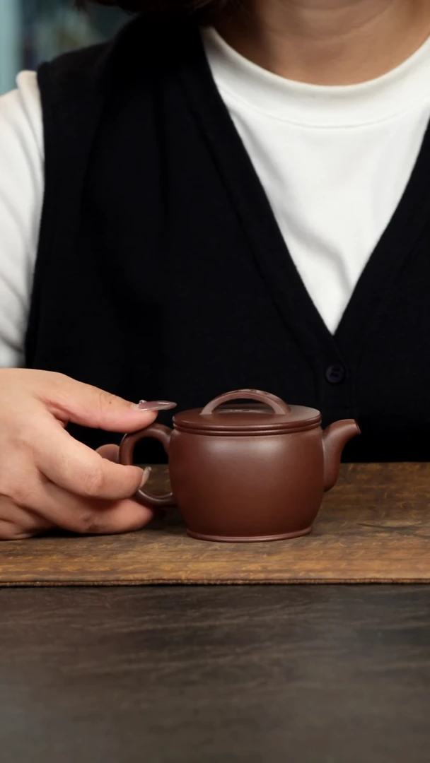 茶壶紫砂老紫泥面缸汉瓦170cc