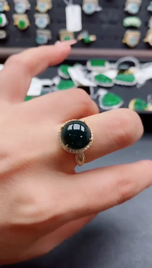 银S925镶嵌戒指翡翠1