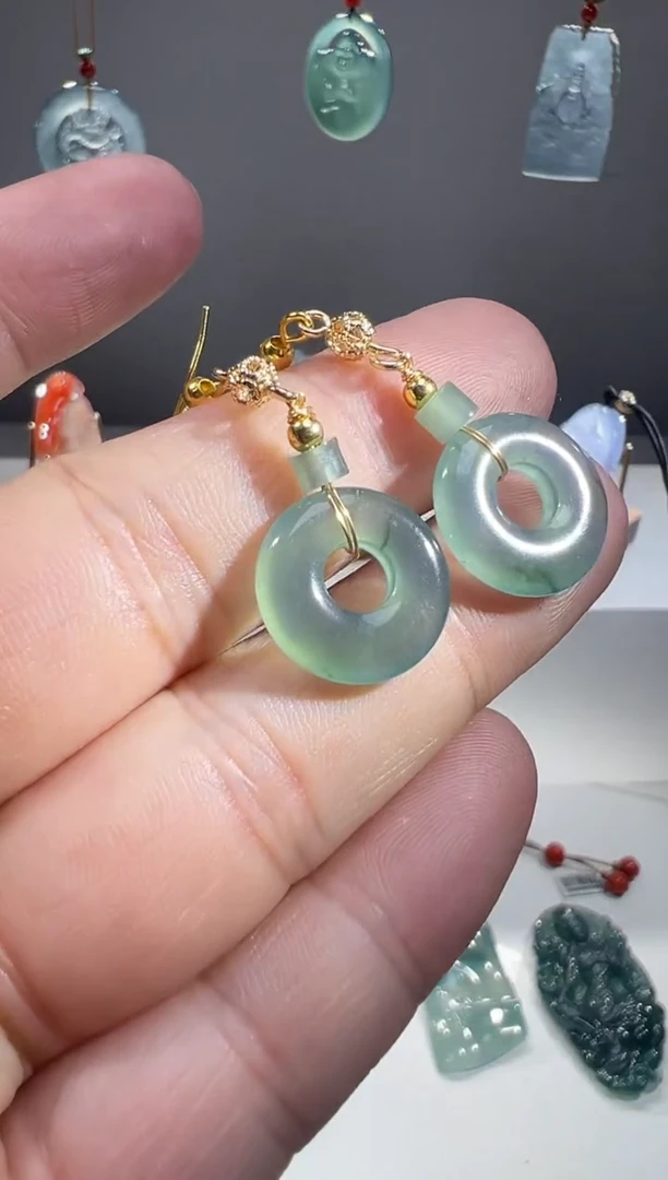 未镶嵌翡翠耳饰甜甜圈-多样性发其一