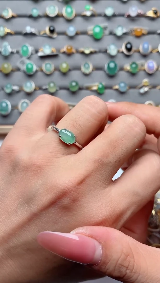 银S925镶嵌戒指翡翠.