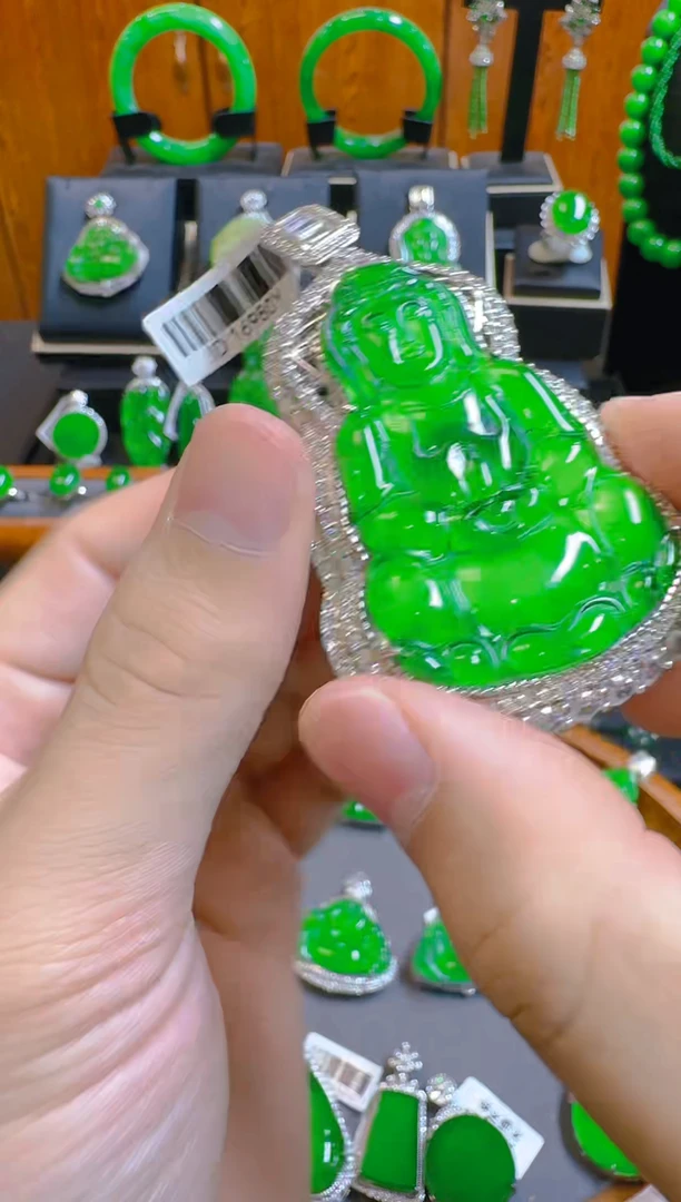 吊坠(赠链)银S925镶嵌翡翠天然A货翡翠