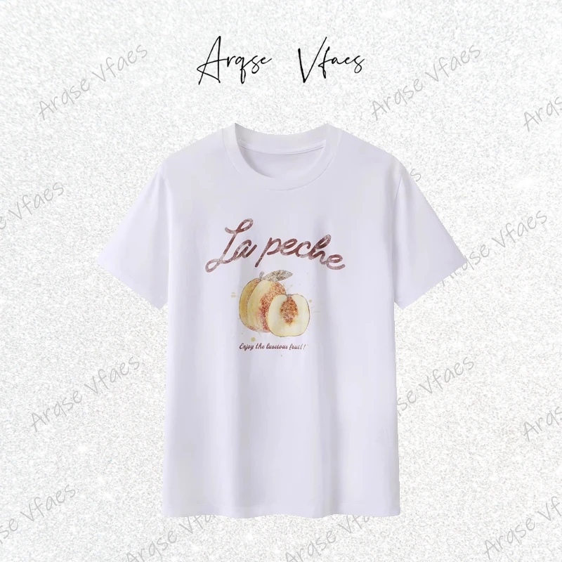 商场同款2025摩家新品斑驳水果印花度假风宽松纯棉T恤MBE2TEE015